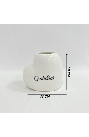 Vaso Coração Cerâmica - 