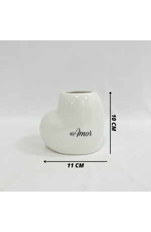 Vaso Coração Cerâmica - 