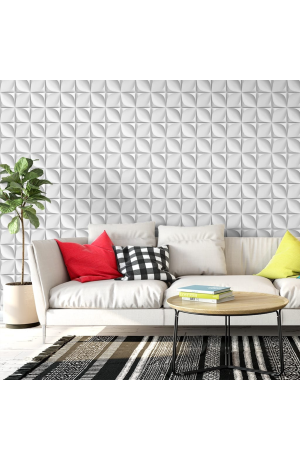 Papel de Parede Autoadesivo 3D Pétala -  Branco e Cinza