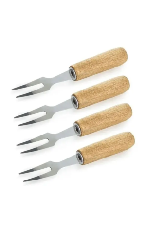 Kit com 4 Garfinhos de Metal com Cabo de Madeira