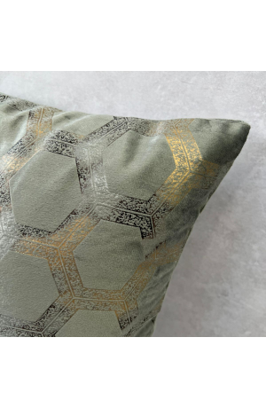 Capa de Almofada Cinza com Detalhe de Colméia em Suede