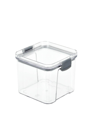 Pote Hermético Quadrado Transparente Com Trava - Cinza 700ml