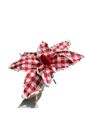 Pick Xadrez Vermelho de Flores Cabo Curto