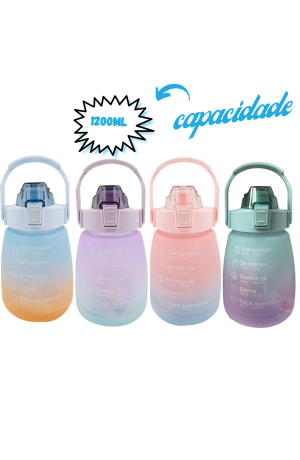 Garrafa Degradê com Adesivo Motivacional - Verde com Lilás  1200ml