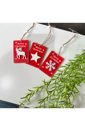 Enfeite para Pendurar Merry Christmas Estrela - Vermelho