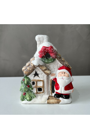 Enfeite Mini Casa de Natal com Led de Resina