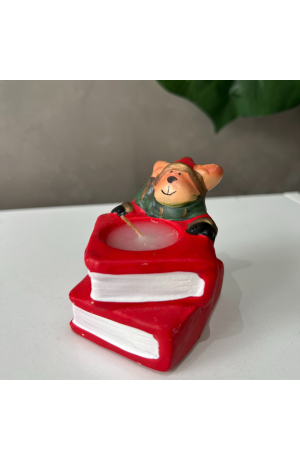 Vela Rena Vermelha com Formato de Livro