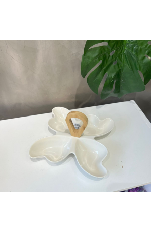 Petisqueira de Cerâmica com Alça de Bambu