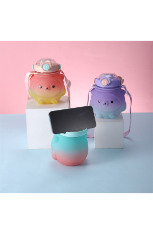 Garrafa Squeeze Ursinho Degradê com Adesivos 1000ml - Laranja