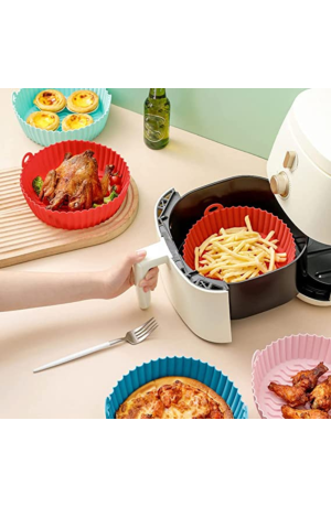 Forma de Silicone Vermelha para Air fryer  - Redonda com Alça