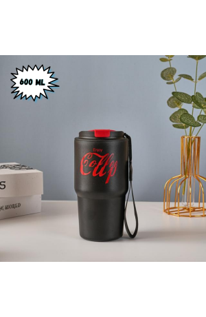 Copo Preto Térmica de Inox com Tampa 600 ml 