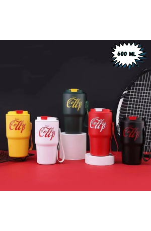 Copo Preto Térmica de Inox com Tampa 600 ml 