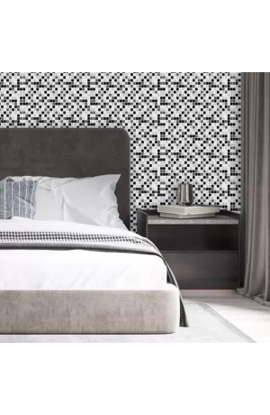 Papel de Parede Autoadesivo Pastilhas Preta e Branca