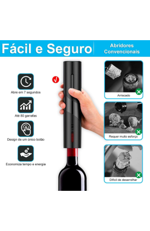 Kit Abridor de Vinho Eletrico com 4 Peças