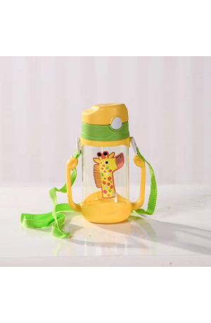 Garrafa Infantil de Plástico Amarela e Verde  - Girafa 420ml