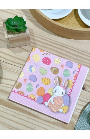 Kit Guardanapo Rosa de Papel com 10 Peças - Páscoa