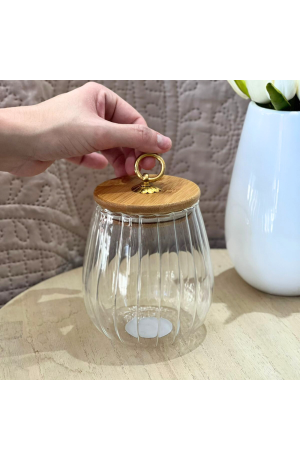 Pote Hermético com Tampa de Bambu 600ml