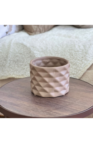 Cachepot Diamante Marrom G de Ceramica