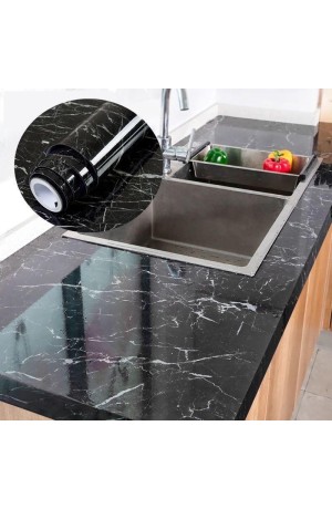 Papel Autoadesivo Mármore Preto com Branco Lavável 4,50 X 0,60 cm