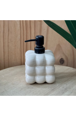 Porta Sabonete Líquido de Cerâmica - Branco com Tampa Preta (420ml)