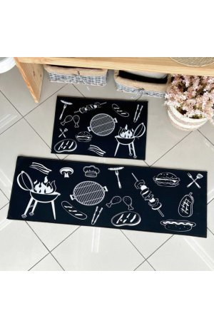 Kit Passadeira e Tapete de Cozinha Preto Mod 4