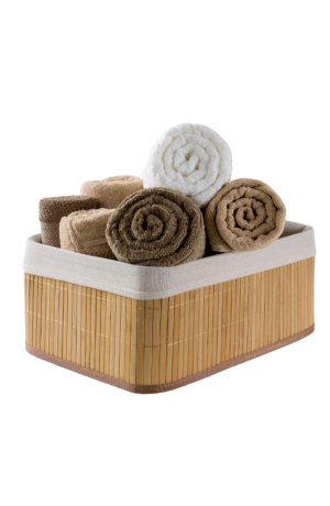 Cesto de Bambu Dobravel com Forro Natural Grande