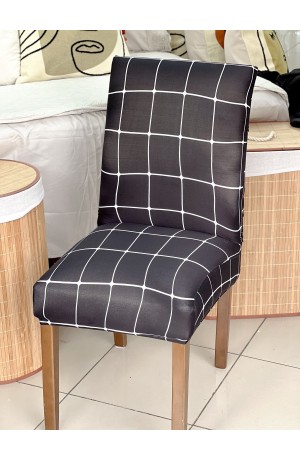 Capa de Cadeira  Preta Quadriculada