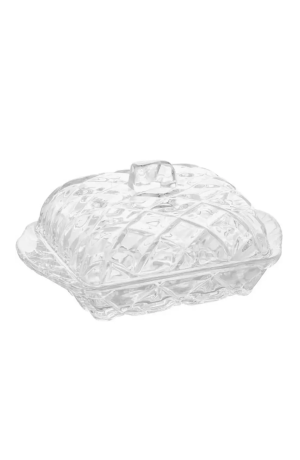 Manteigueira de Cristal com Tampa Deli Diamond Lyor Pote Porta Manteiga 17x10,5x8cm.