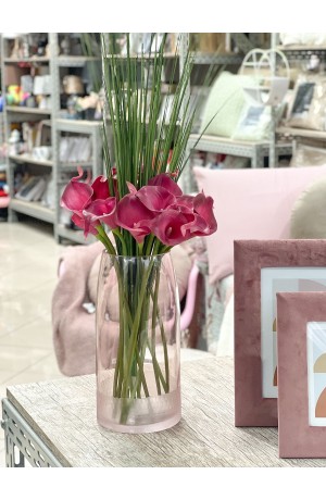 Vaso em Vidro Rosa - 25cm X 12cm