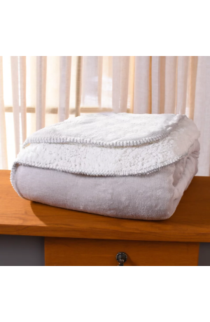Manta Cobertor Sherpa Queen 2,20x2,40m Cinza