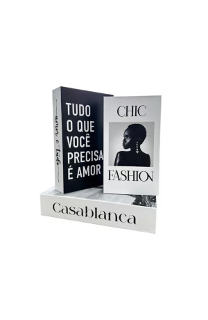 Caixa Livro Decorativa com 3 Peças - Casablanca