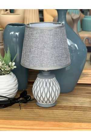 Abajur de Mesa Cinza em Cerâmica