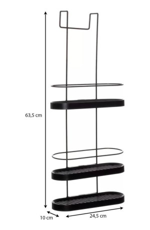 Suporte Preto Para Shampoo De Box Banheiro Aramado 03 Andares