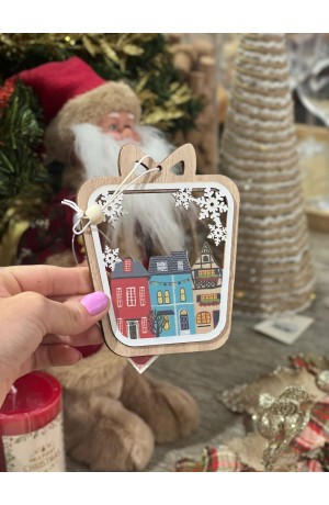 Enfeite para Pendurar Caixa de Presente em Mdf - 12cm X 10cm