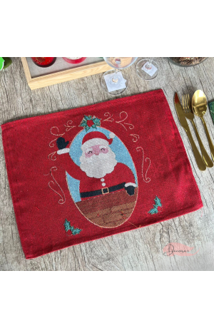 Jogo Americano de Natal em Tecido - Papai Noel 33cm X 45cm