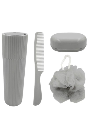 Kit de Viagem de Plástico Cinza - 5 Peças