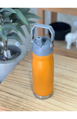 Garrafa Laranja Térmica de Inox com Alça - 650 ml