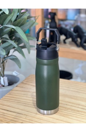 Garrafa Verde Térmica de Inox com Alça - 650 ml