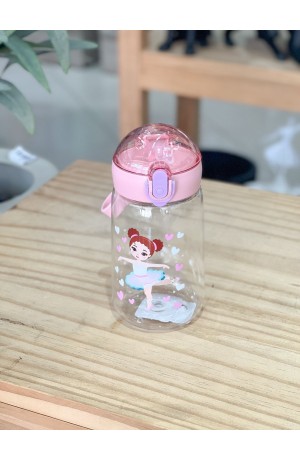 Garrafa Bailarina Rosa Infantil de Plástico - 450ml