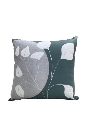 Capa  de Almofada Verde com Cinza Floral Mod -5 / 42cmX42cm