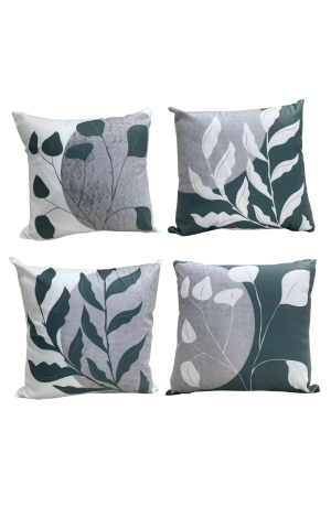 Capa  de Almofada Verde com Cinza Floral Mod - 4 / 42cmX42cm