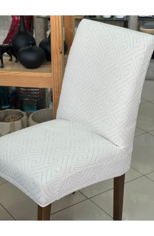 Capa de Cadeira Geométrica Creme em Poliéster - 40cmX50cm / 45cmX65cm