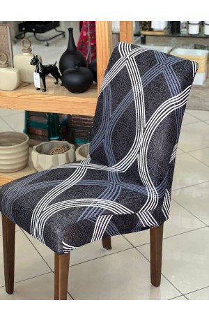 Capa de Cadeira Preta c/ Listras Mod. 4  40cm X 50cm / 45cm X 65cm