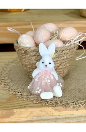 Enfeite Coelha Rosa 16cm