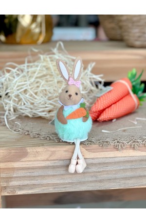 Enfeite Coelha Verde Pompom 12cm