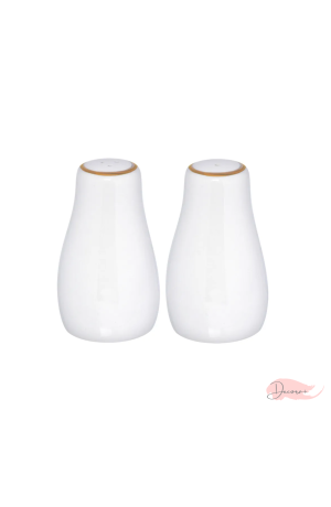 Saleiro e Pimenteiro de Porcelana Royal com Borda Dourada