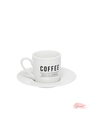 Jogo com 6 Xicaras de Café e Pires Manhattan 80ml Branca