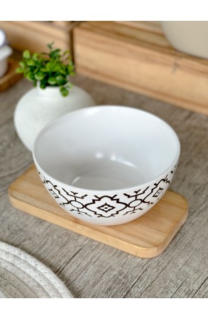 Bowl de Cerâmica Branco Com Detalhe Dourado 500ml - Mod. 5
