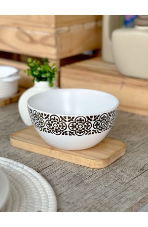 Bowl de Cerâmica Branco Com Detalhe Dourado 500ml - Mod. 2