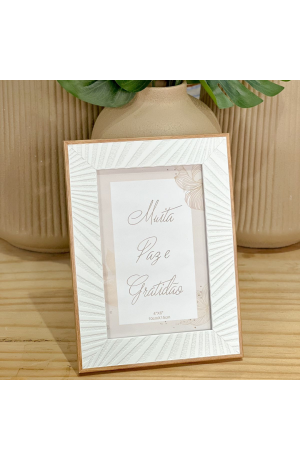 Porta Retrato Branco c/ Borda Marrom 